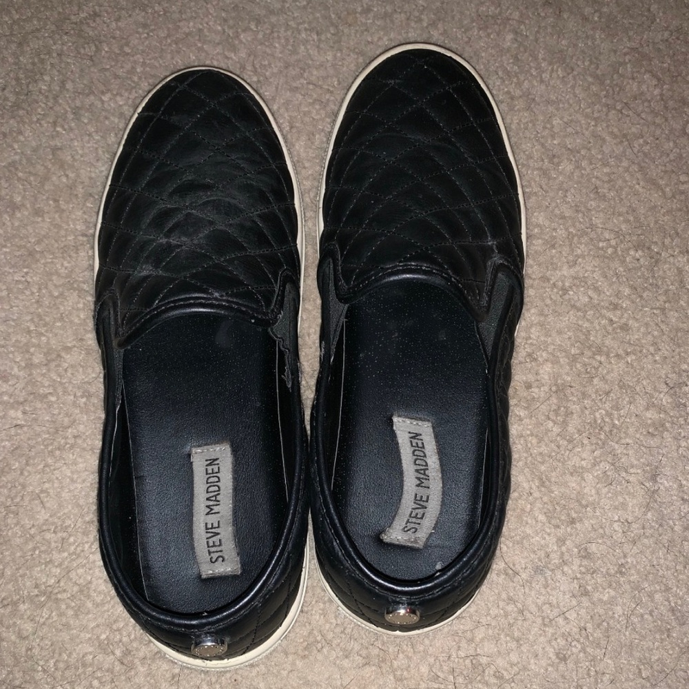 Black slip on leather shoes